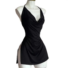 V Neck Backless Sundress | Sexy Lace Up Beach Dress -femstylo