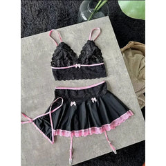 Lingerie Temptation Cosplay Uniform Transparent Bra And Panty Garter Underwear Set Dress Sexy Outfit Costumes Nightgowns Thong