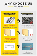 VNOX Cuban Chain Necklace - Stainless Steel 5/6/8mm - Unisex Waterproo