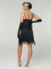 1920s Flapper Dress - Sequin Beaded Gatsby Fringe Mini - Plus Size