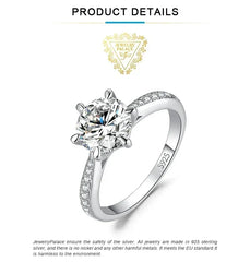JewelryPalace Moissanite D Color 0.5ct 1ct 1.5ct 2ct 3ct Round S925 Sterling Silver Wedding Engagement Ring for Women