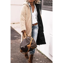 Winter Hooded Quilted Jacket For Women Solid Reversible Long Sleeve Thick Coat Warm Fashion Long Outerwear Casual Puffer Coats