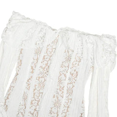 Oligai Lace Slim Mini Dress for Women Off The Shoulder Sexy Long Sleeves Club Party Dresses Bodycon Elegant Autumn Dress