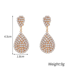 Water Drop Clip On Earring Cubic Zirconia Crystal Dangle Earrings Statement Earrings no pierced for Women Wedding Bridal jewelry