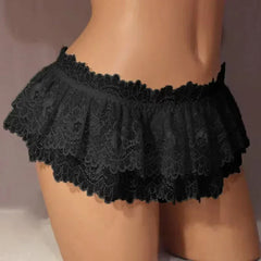 Women Sexy Lace Panties Ruffle Trim Lingerie Briefs Soft Comfortable Briefs Lolita Pink White Black