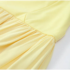 Butter Yellow Mesh Splicing Long Dress Elegant Strapless Split Backless Pleated Gowns For Women 2025 Lady Evening Party Gowns