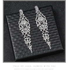 Trend Crystal Drop Earrings – Elegant Long Dangle For Bridal | Femstylo