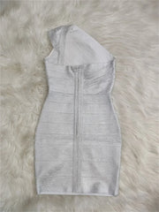 High Quality Celebrity One Shoulder Foiling Gold Print Rayon Bandage Dress Elegant Club Party Dress Vestidos