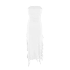 BWQ Long Dresses For Women Slit Sexy Bodycon Sleeveless Jellyfish Dress Hot Girls Fashion Off The Shoulders Maxi Dress Woman