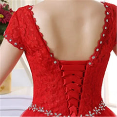 Plus size Vestidos De Novia Real Photo Red pure White Lace O-neck Sequins Wedding Dresses Cheap Princess Bride Gowns Frock HS587