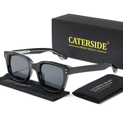 CATERSIDE Retro Square Sunglasses Men Large Frame Design Core Insert Temple Women's Sun Glasses High-Quality Travel Party UV400