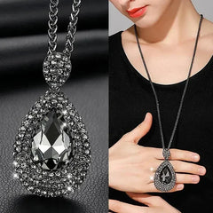 New Arrival Long Necklaces for Women 2024 Fashion Gray Crystal Choker Collier Femme Statement Necklaces & Pendants Accessories