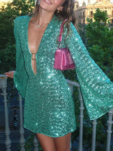 Sexy Hollow Out Mini Dress | Sequined Y2K Party Gown -femstylo