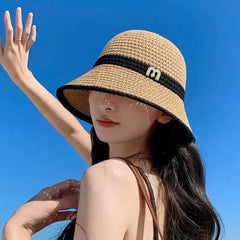 Outdoor Sunshade Hats Summer Breathable Hollow Knitted Korean Fashion Women Fisherman Hat Permeability Crochet Retro Bucket Hat