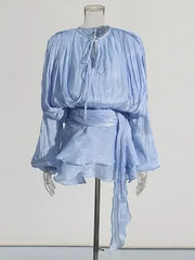 Women's A-Line Mini Dress with Long Sleeves & Empire Waist