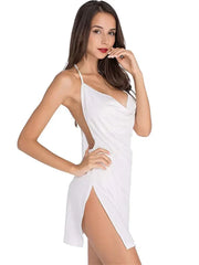 V Neck Backless Sundress | Sexy Lace Up Beach Dress -femstylo