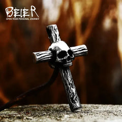 Beier 2022 New Creative Design Jesus Cross Pendant For Men Punk Hip Hop Skull Christian Jewelry Wholesale