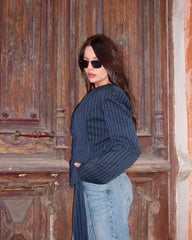 Tuularose Stripe Tailored Coat For Women Lace Up V Neck Long Sleeves Coat Female Fashion Elegant High-End Formal Tailored Coat