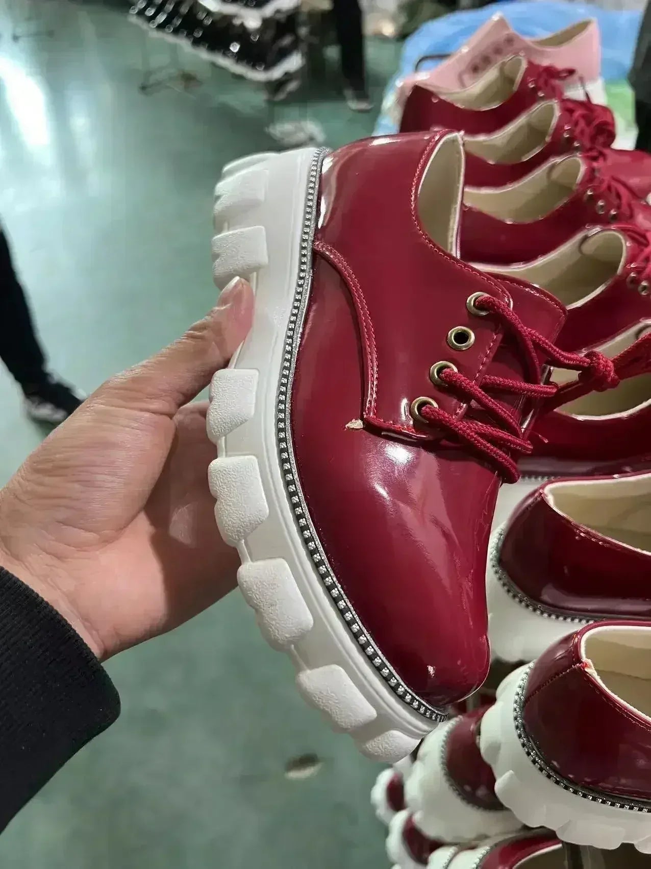 Platform Oxford Shoes - Thick Heel & Pink/Red/Black | Femstylo - Femstylo