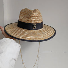 Summer Straw Hat 2024 New Flat Top French Straw Hat Elegant Women's Outdoor Vacation Sun Hat Summer Hat 모자 gorras beach