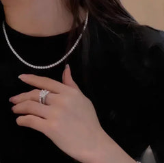 New S925 Sterling Silver Hip Hop Full CZ Choker Chain Necklace For Women Luxury Cubic AAA Zircon Short Accessories Fine Jewelry