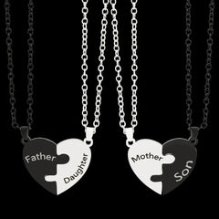 Father Mom Son Daughter Family Necklace Love Heart Puzzle Pendant Necklace Stainless Steel Jewelry for Women Mother's Day Gift