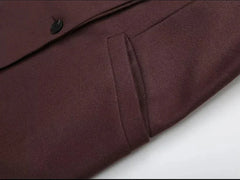 TRAF Women Fashion Solid Color Wool Lengthened Coat Elegant Warm Street Coat Autumn and Winter Retro Pocket Double-Breasted Coat