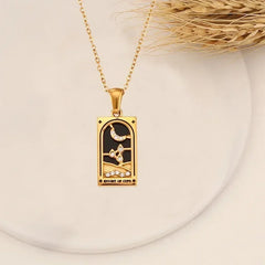 YILUOCD Original Zirconia Tarot Card Necklace Classic Tarot Queen Lover Magician Moon Wealth Amulet Stainless Steel Jewelry