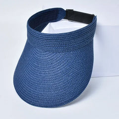 Spring and Summer Women's Outdoor Sunshade Straw Hat Fashion Empty Top Duck Tongue Hat Big Brim Cap G37