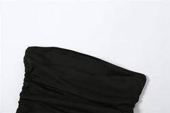 Cryptographic Irregular Ruffle Off Shoulder Sexy Backless Midi Dress for Women Elegant Birthday Vestido Summer Sundresses Ruched