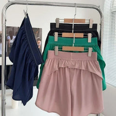 Outdoor Running Anti-Shine Sports Shorts Letter High Waisted Webbing Yoga Fitness Quick Dry Shorts