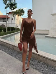 Women’s Asymmetrical Sling Dress - V-Neck Party Wear Spring 2025