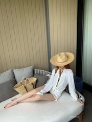 New 2024 Belt Strap Straw Sun Hat For Women Fashion Vacation Beach UV Hats Summer Wide Brim Travel Panama Hats Outdoor Wholesale