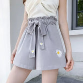 Summer Lightweight Black Casual Sports Pants Women Student Loose High-Waist Wide-Leg Shorts