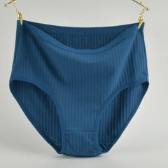 1pc Women's Cotton High Waist Panties – Vertical Stripe Plus Size Underwear Breathable Solid Lingerie Shorts Simple Lady Briefs