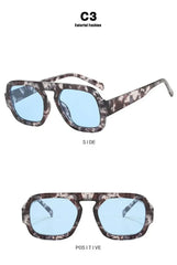 DOHOHDO 2025 Fashion Square Sunglasses Women New Retro Black Brown Thick Frame Pilot Sun Glasses Woman Chic Polygon Shades UV400