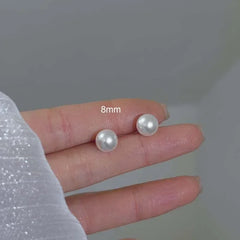 Korean Elegant White Glossy Pearl Stud Earrings For Women Exquisite Simple Imitation Pearl Round Earring Wedding Party Jewelry