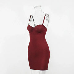 Short Bodycon Dress Backless Skinny Straps Solid Casual Sexy Sleeveless Summer High Waist Club Slim Mini Dresses Ladies Basic