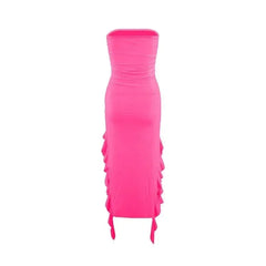 BWQ Long Dresses For Women Slit Sexy Bodycon Sleeveless Jellyfish Dress Hot Girls Fashion Off The Shoulders Maxi Dress Woman