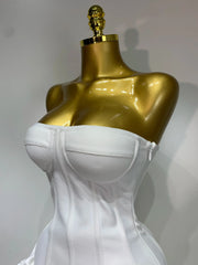 Women Evening Bandage Dress Strapless Bodycon Flowers Mini Celebrity Sexy Birthday Party Dresses Photo Shoot Nightclub Outfit