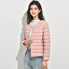 Lightweight Down Jacket Women's Autumn and Winter 2025 New Short Slim-fit V-neck Round Neck Mother's Wear All-match Warm Jacket