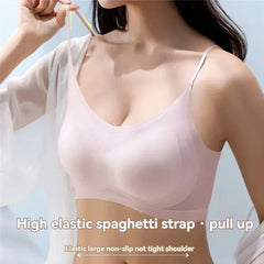3PCS Ultra-Thin Breathable Ice Silk Top Bras Women's Bustier Underwear Seamless Back Halter Vest Wrap Wireless Bras Solid Color
