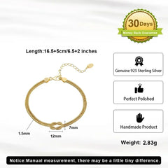 ORSA JEWELS Classic 14K Gold Double Layer Corn Chain Bracelet Fashion 925 Sterling Silver Bracelet for Women Party Jewelry SB196