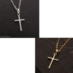 Luxury Zircon Cross Pendants Necklace Fashion Light Golden Silver Color for Men Women Jewelry Chain Accessory