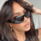 Unique Y2K Designer Luxury Sunglasses Women Rectangle Big Frame Sun Glasses For Men Outdoor UV Protection Classic 2000S Black Sh