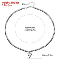 Fashion Heart Beaded Necklace for Women Boho Elegant Irregular Crystal Chain Y2K Choker Exquisite Party Gift Jewelry Accessories