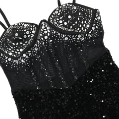 Long Dress Women Sexy Party Dresses Sling Bodycon Vestidos Streetwear Club Sequin Hot Drilling Elegant High Waist Y2k Evening