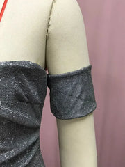 BKLD 2025 Evening Party Dress Sequin A-Line Strapless Sexy Fashion Solid Color Split Long Dresses Solid Color Women Clothing