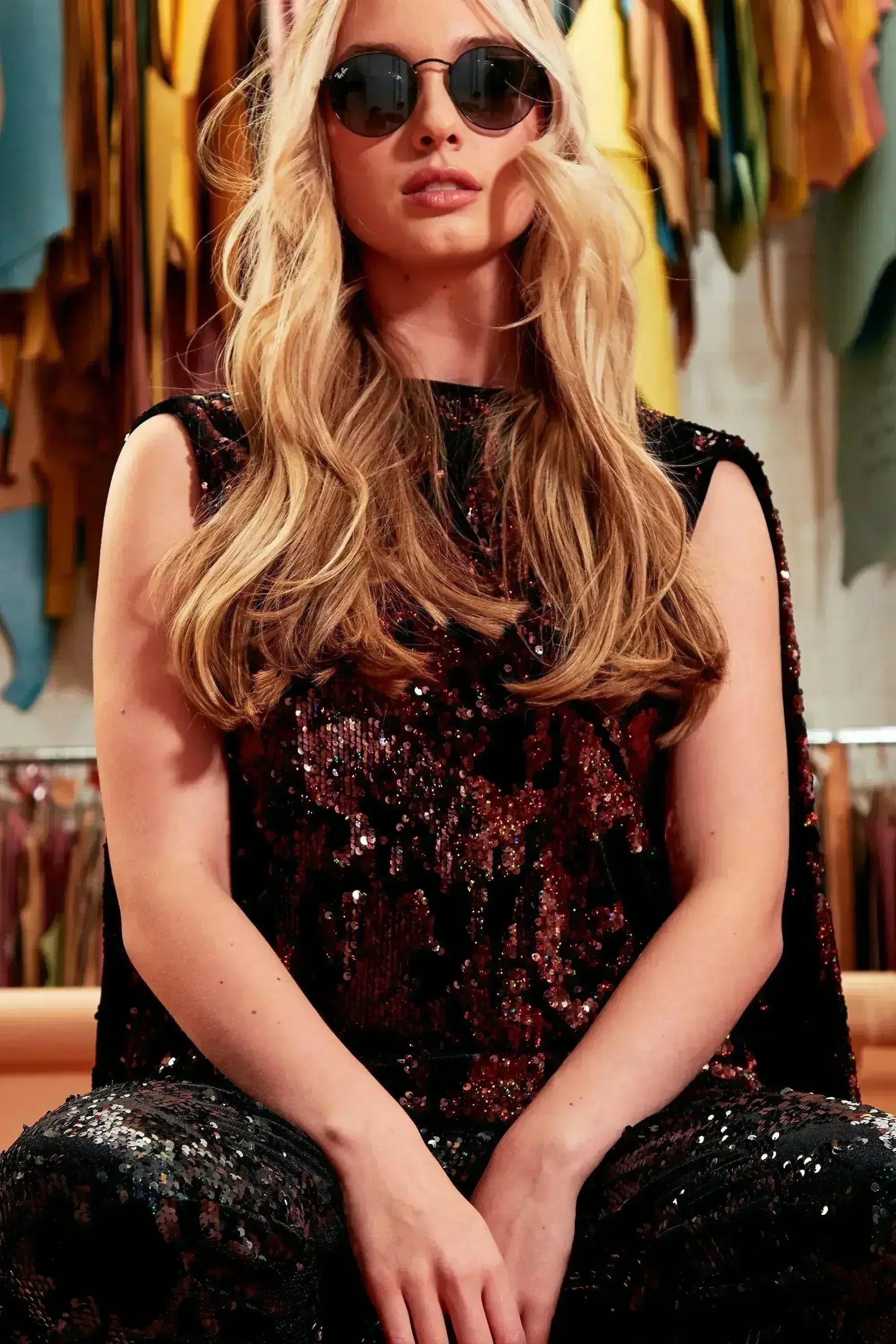 Sparkly Brown Tie Back Top - Femstylo