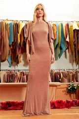 Mocha Backless Maxi Dress - Femstylo